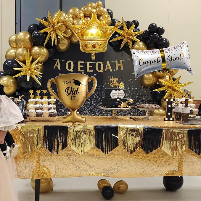 Graduation Decorations Class of 2025 Black and Gold Balloons Arch kit - Image 6