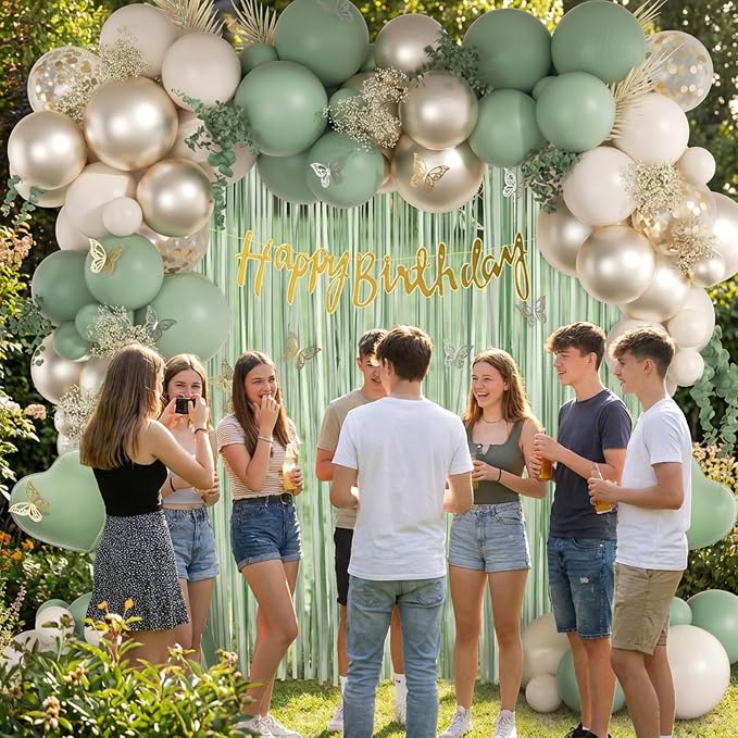 Sage Green Balloon Arch Kit 58pcs, 12in Green and White Balloons - Image 6