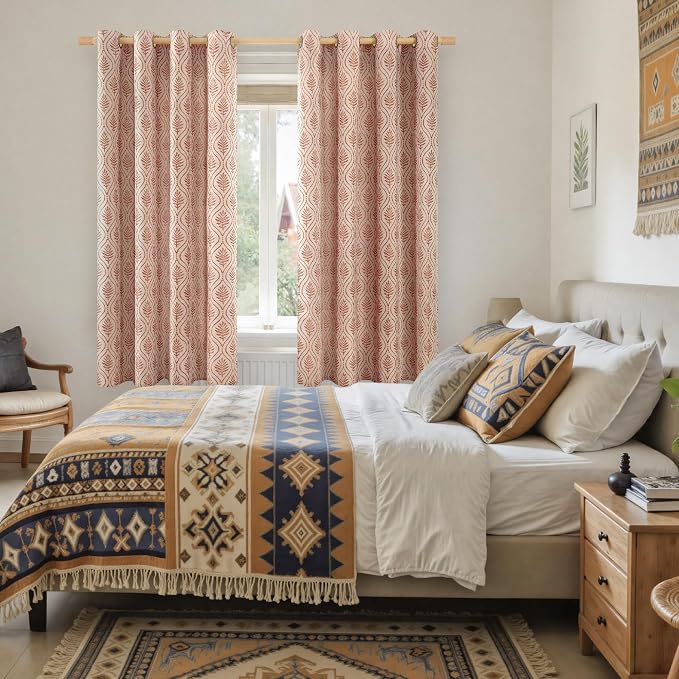 BGment Terracotta French Country Curtains 63 Inches Long - Image 2