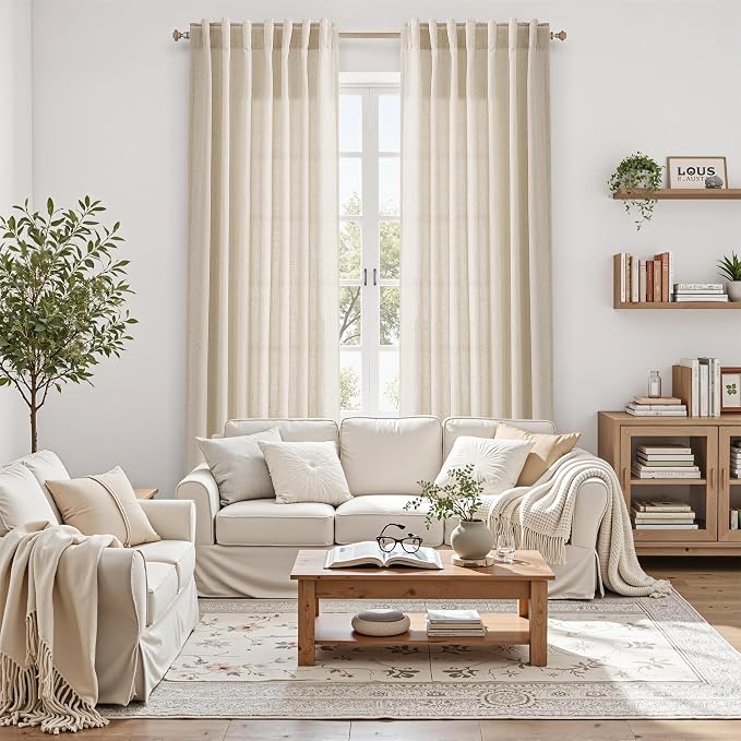 Linen Curtains for Living Room 90 Inches Long Modern Farmhouse Decor Light - Image 6