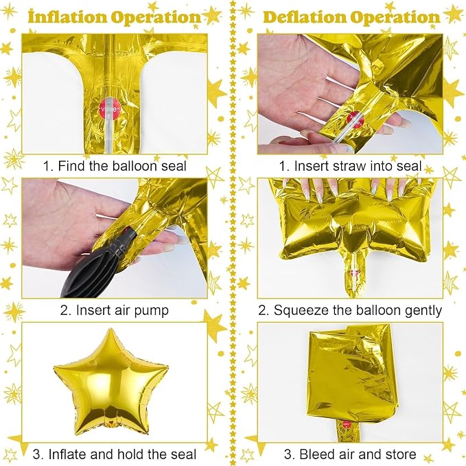 14pcs Gold Star Balloons, Mixed Star Foil Balloon, 22Inch Explosion Stars - Image 6