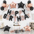 29PC Black Rose Gold Happy Birthday Balloon Banner, 16 Inch 3D Aluminum Letter by Paready
