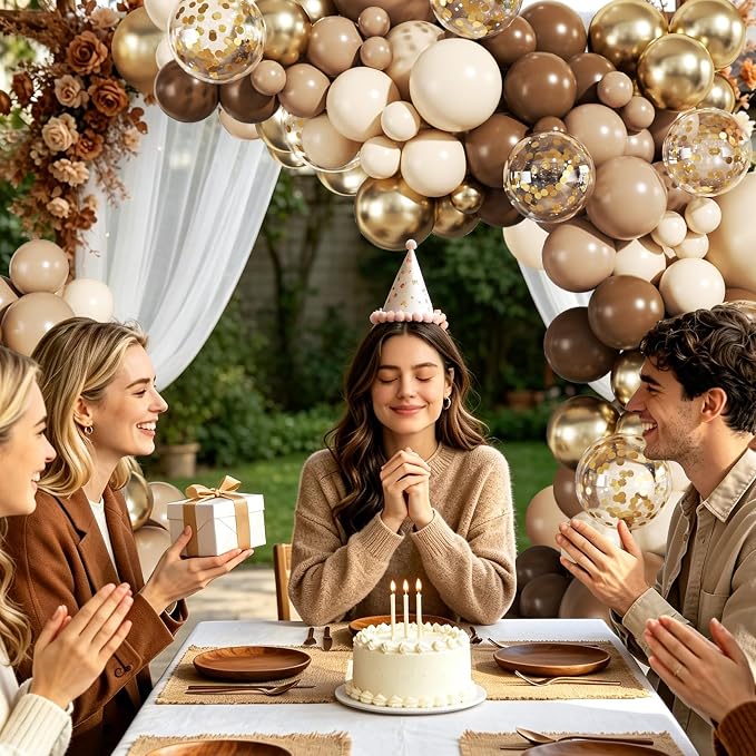 Brown Balloon Arch Kit for Birthday Party Decorations | 140Pcs Neutral Nude - Image 2