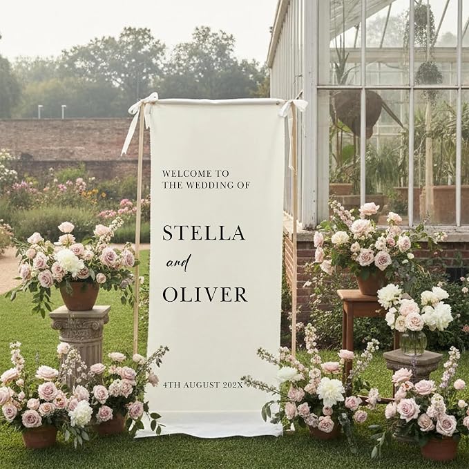 Custom Linen Wedding Welcome Banner - Image 5