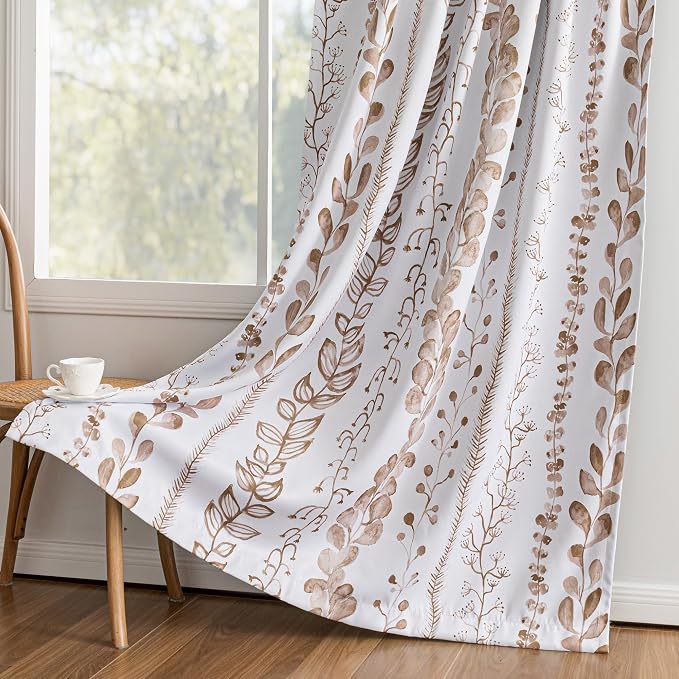 Blackout Curtains 63 Inches Long Leaves Patterned Farmhouse Thermal Insulated - Image 7