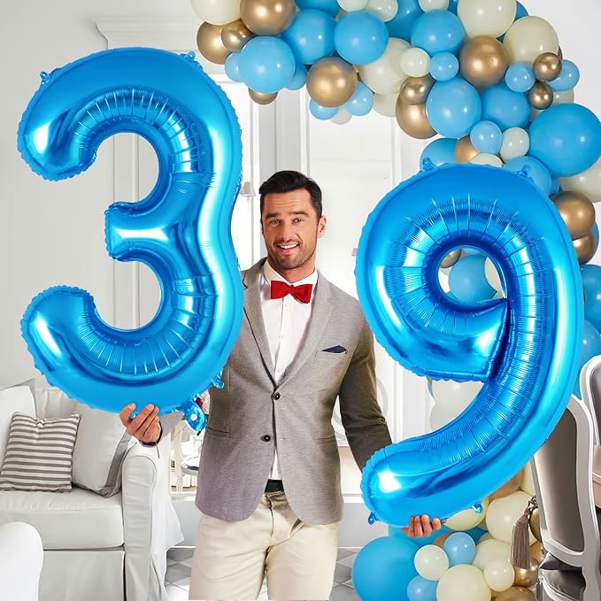 Blue Number 9 Balloon 40 Inch, Big Large Foil Helium Number Balloons, Jumbo - Image 5