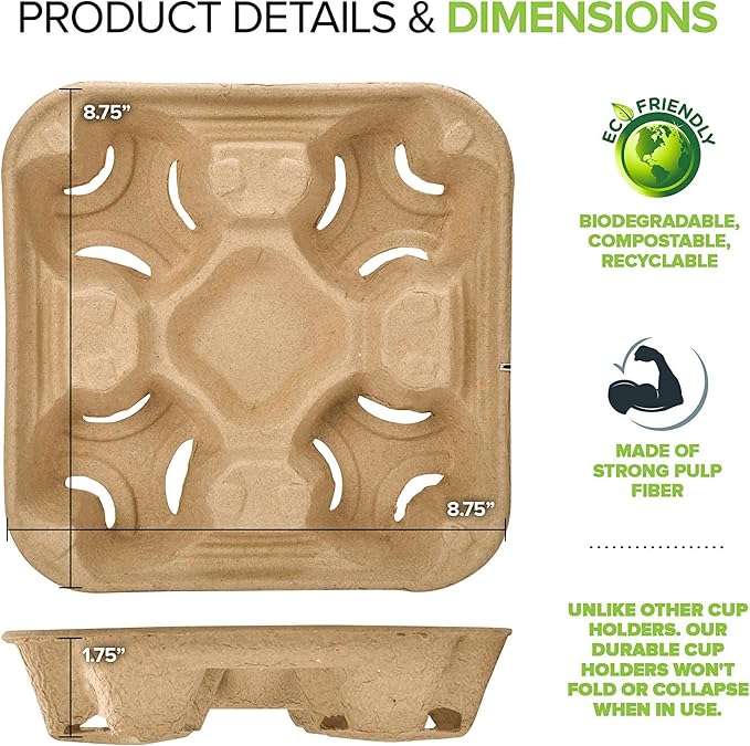 4 Cup Disposable Coffee Tray - Image 3