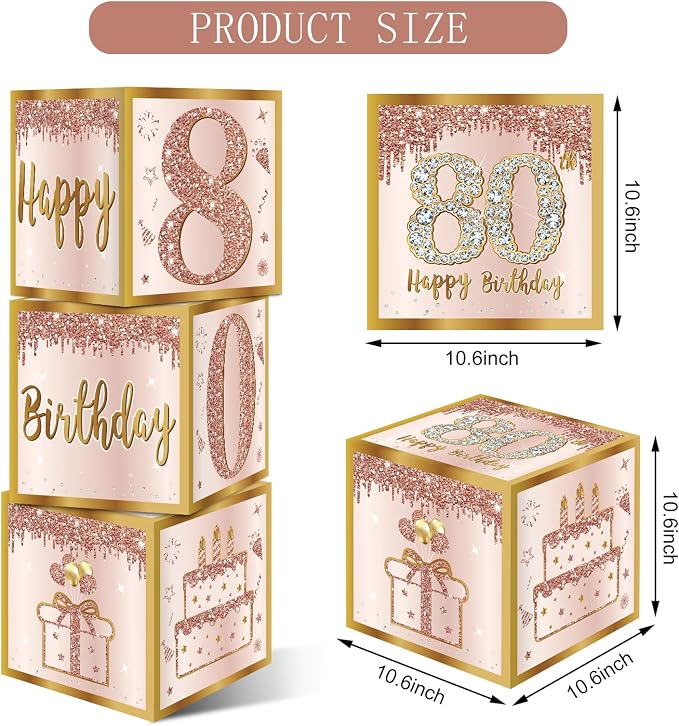 Guiruiy 3Pcs 80th Birthday Decorations Balloon Gift Boxes - Image 2