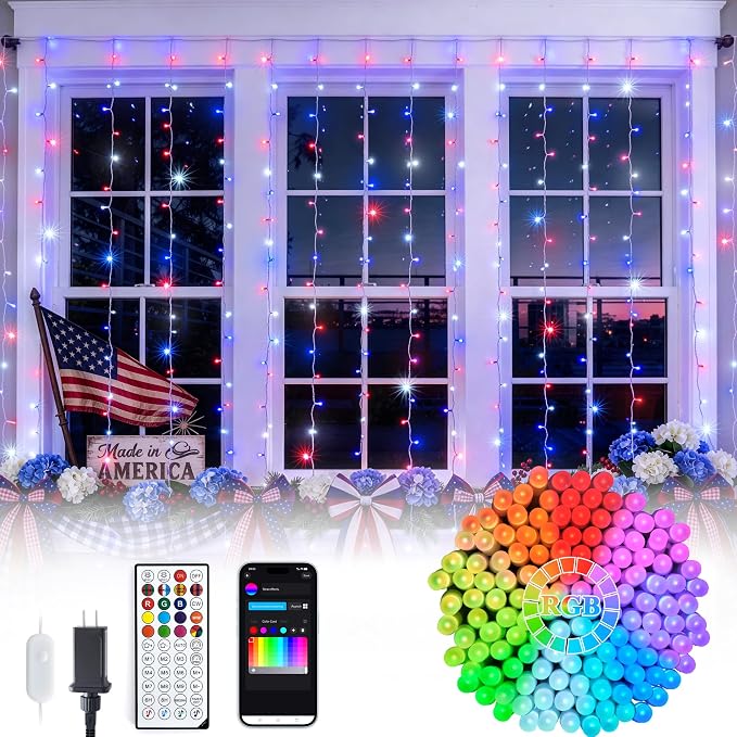 JMEXSUSS RGB Curtain Lights, 300 LED 9.8×9.8FT Color Changing String Lights | by JMEXSUSS