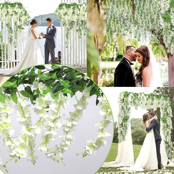 Findosom 2Pcs Total 14.4FT Wisteria Artificial Flowers Garland - Image 6