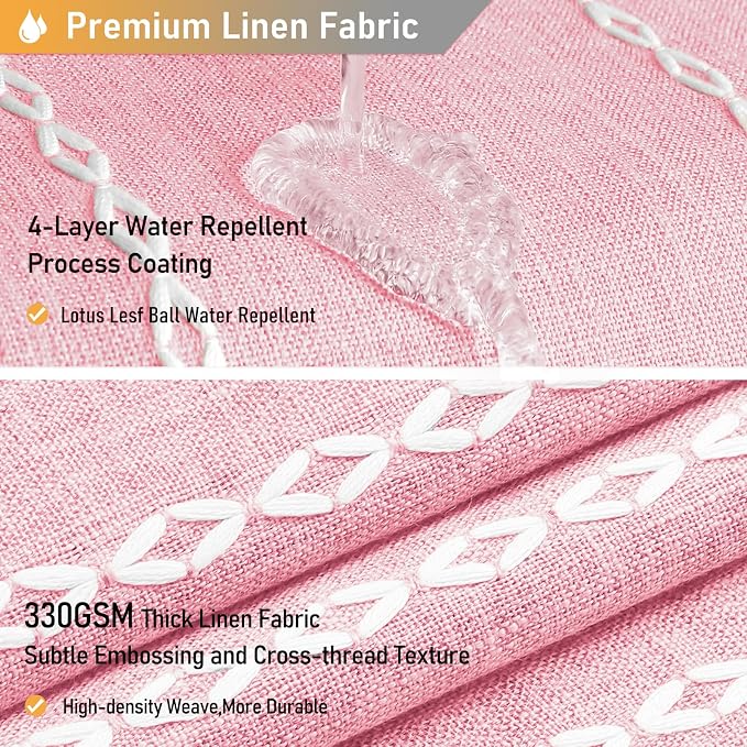 Blush Boho Farmhouse Linen Heavy Duty Cloth Shower Curtain Set, 72x72 | 330GSM - Image 3