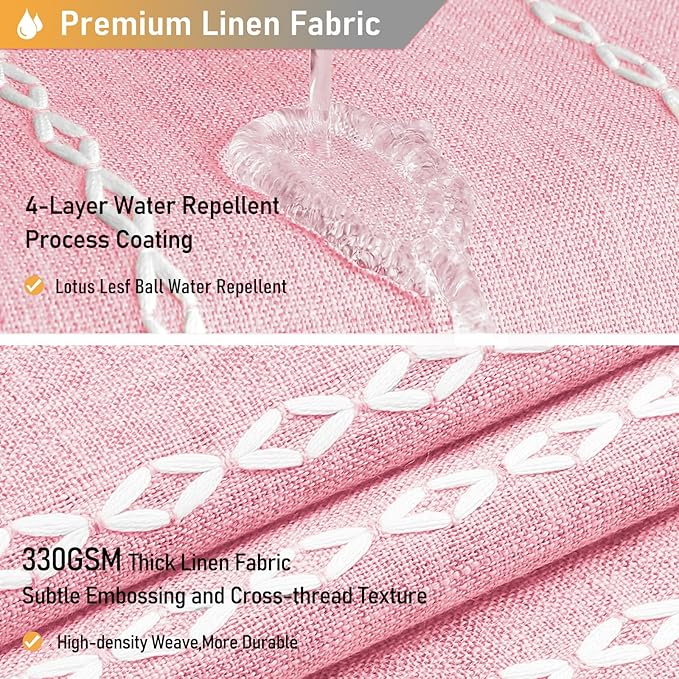 72x84 Long Boho Farmhouse Linen Heavy Duty Shower Curtain, Blush Pink | Tall - Image 4