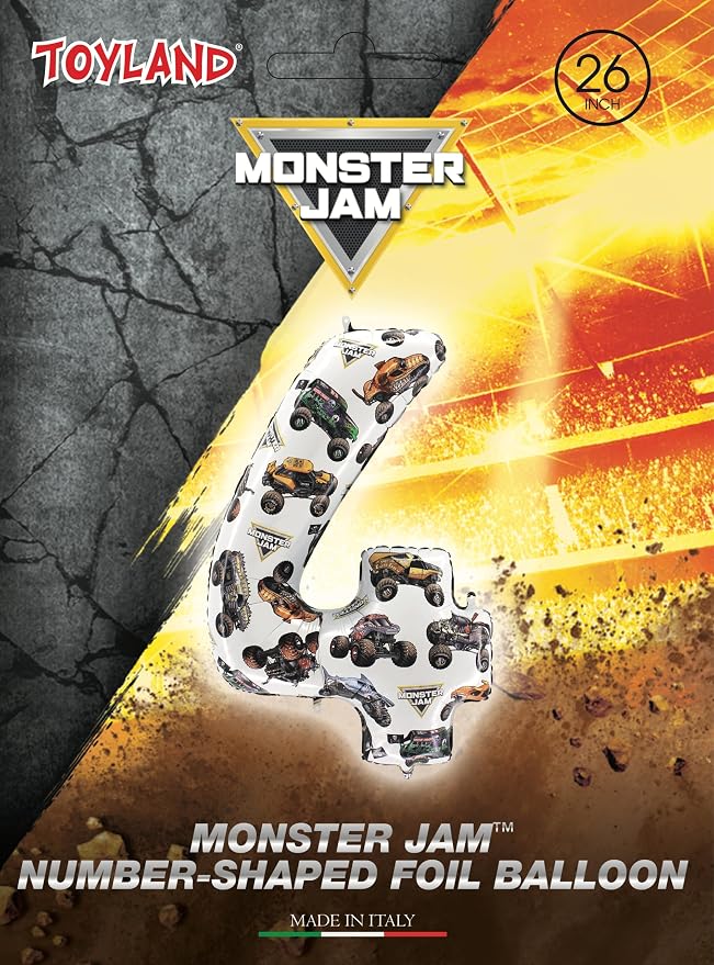 Toyland® 26" Monster Jam™ Number 4 Foil Balloon - Image 2