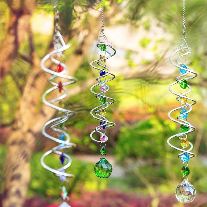 5 Pack Crystal Suncatcher Gazing Ball Spiral Wind Spinner Garden Decor | - Image 9