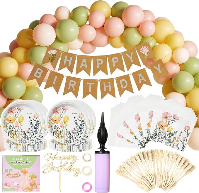 Floral Birthday Party-Ready Decorations and Supplies by GALASET