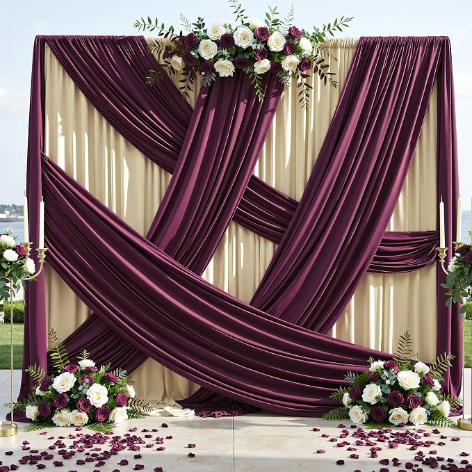 20ft×12ft Burgundy Backdrop Curtains - Image 9