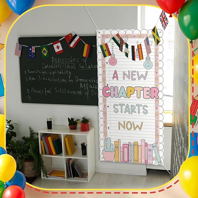 HunnmingRe Classroom Door Banner Decor a New Chapter Starts Now Back to School - Image 6