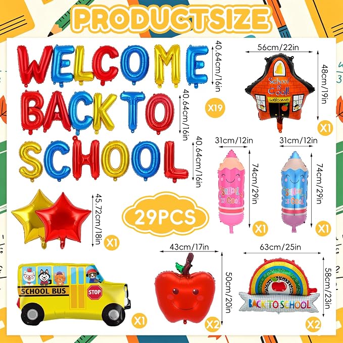 Welcome Back to School Balloons, School Bus, School and Star Balloons - Image 2