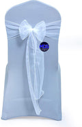 MDS Pack of 25 PCS Organza Chair Sashes Wider Dining Chair Bows Ribbon Tie Back for Wedding Party Birthday Bridal Shower Reception Event Banquet Home Chair Cover Decoration - White