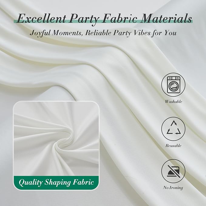 20 ft x 10 ft Wrinkle Free Ivory Backdrop Curtain - Image 4