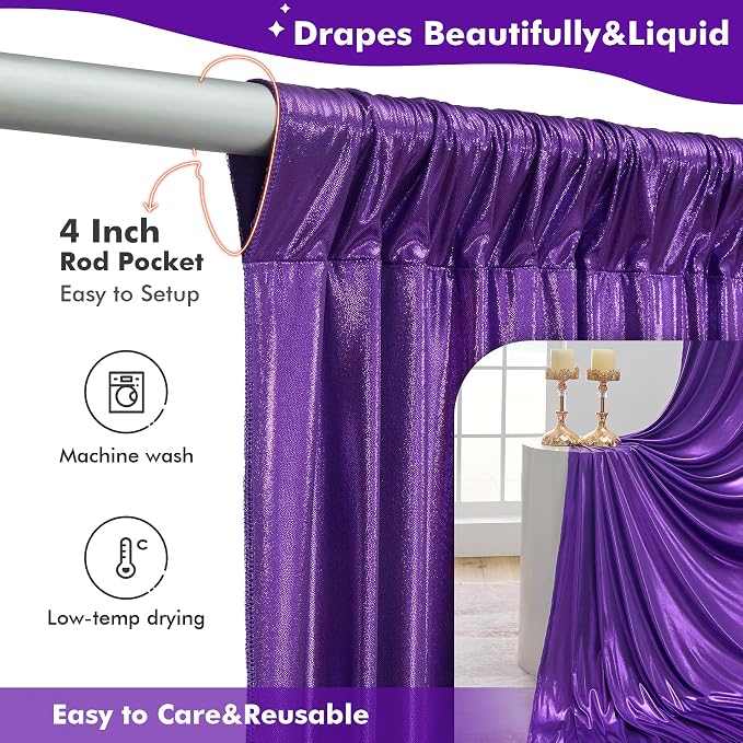 20ftx10ft Shimmer Purple Sequin Backdrop Curtain - Image 3