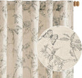 Grey Floral Linen Lined Curtains Rod Pocket 50W X 96L 2 Panels | Charlotte by Lazzzy
