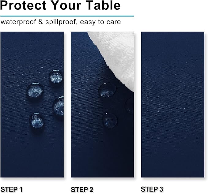 Hiasan Navy Blue Tablecloth for Rectangle Tables - Waterproof and Spillproof Washable Fabric Table Cloth for Dining Room Kitchen Party, 60 x 84 Inch