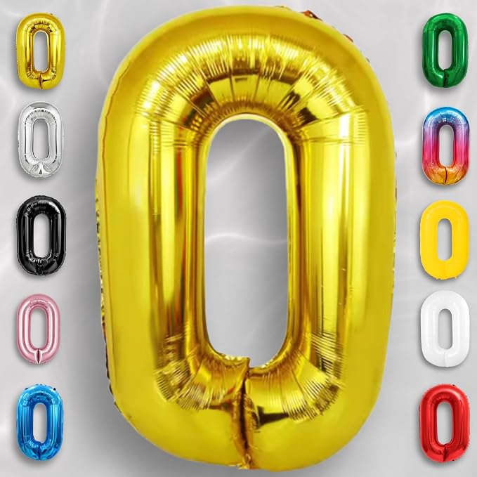 Gold Number Balloon 0 Mylar Foil Balloons 32 inch - Image 5
