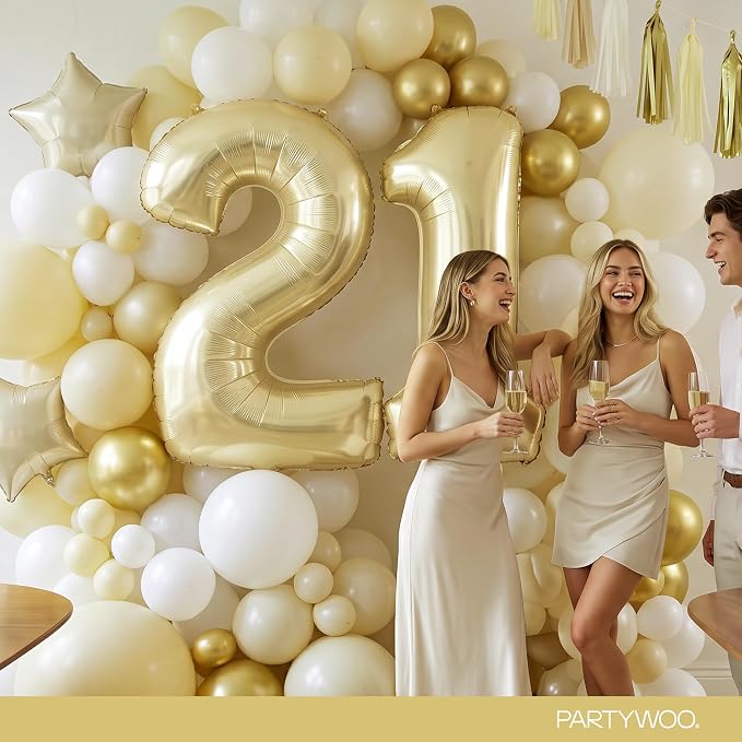PartyWoo Number Balloons 40 Inch Gold Number 21 Kit 33pcs - Image 4