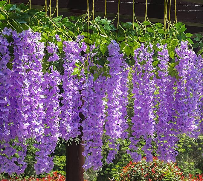 Artificial Flowers Hanging Flowers, Fake Garland Silk Vines Rattan String Decor - Image 6