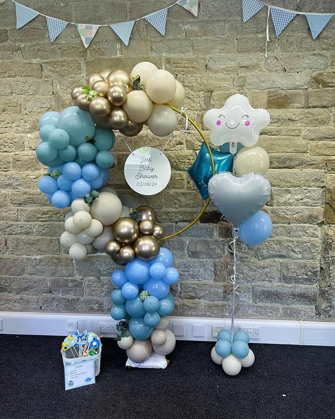 Paready Dusty Blue Balloons, Baby Shower Balloon, 12 Inch Sand White Retro Ice - Image 6