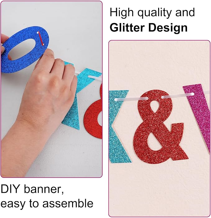BEISHIDA Glitter Colorful 116 PCS A-Z DIY Letter Custom Banner Party Decor | - Image 2