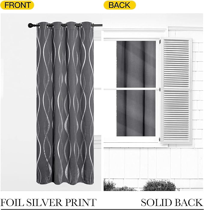 NICETOWN Grey Extra Long Blackout Curtains 120 inches Long 2 Panels Set - Image 6
