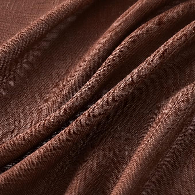 MIULEE Chocolate Brown Linen Curtains 52x63 Inch Long 2 Panels - Image 4