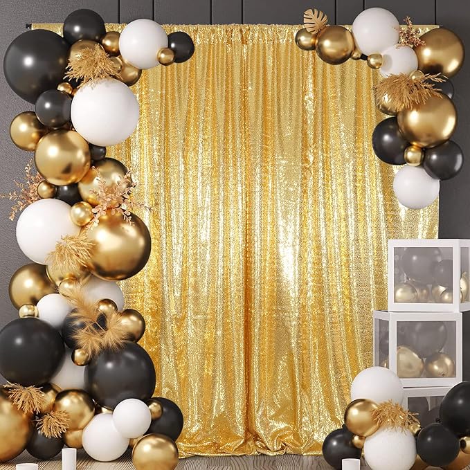 Juya Delight Gold Sequin Backdrop, 6FTx8FT NO See-Through Photobooth Backdrop by JuyaDelight