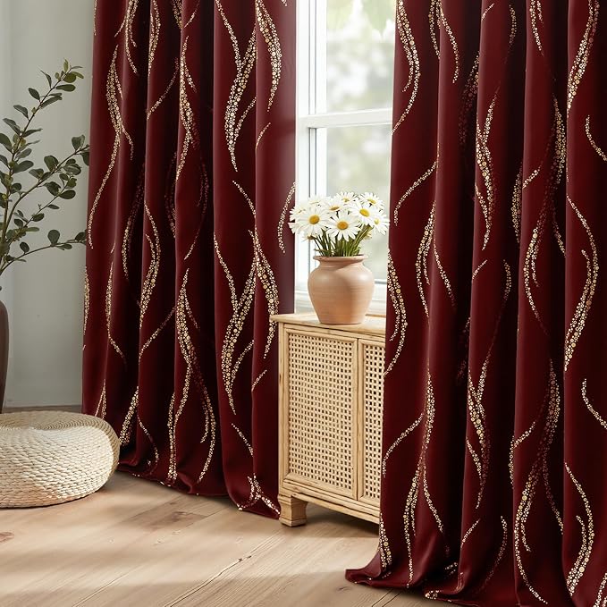 Yakamok Blackout Curtains 63 inch Length Living Room Thermal Insulated Gold - Image 9
