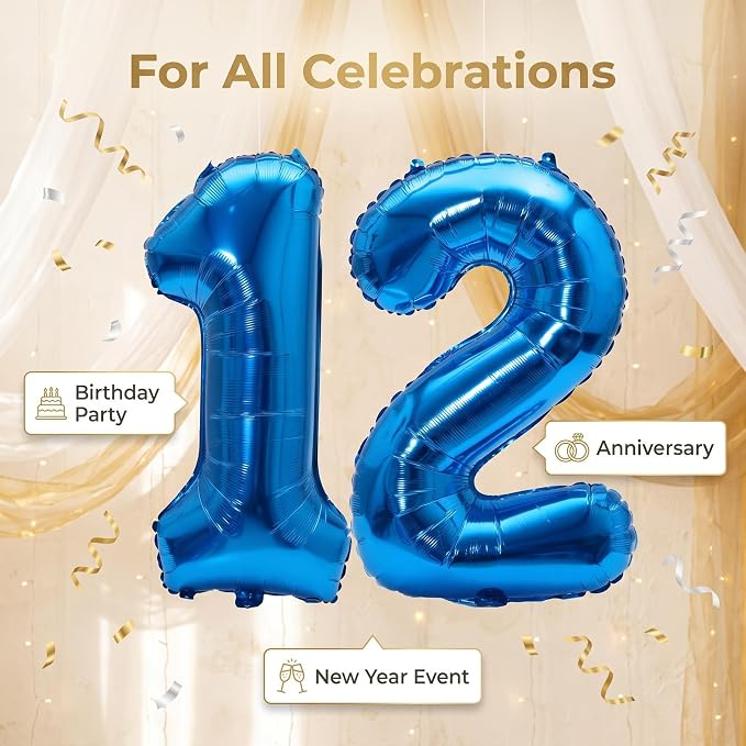 Number 12 Balloon Foil Mylar Balloons - Image 6