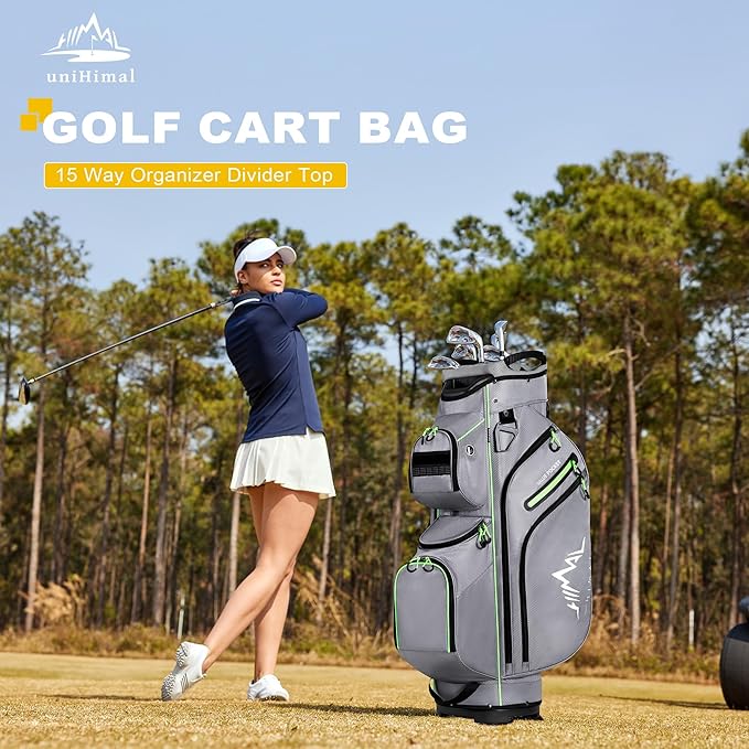 Golf Cart Bag, 15 Way Organizer Divider Top with Handles and Rain Cover
