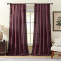 Burgundy Linen Ruffled Curtains by TERLYTEX