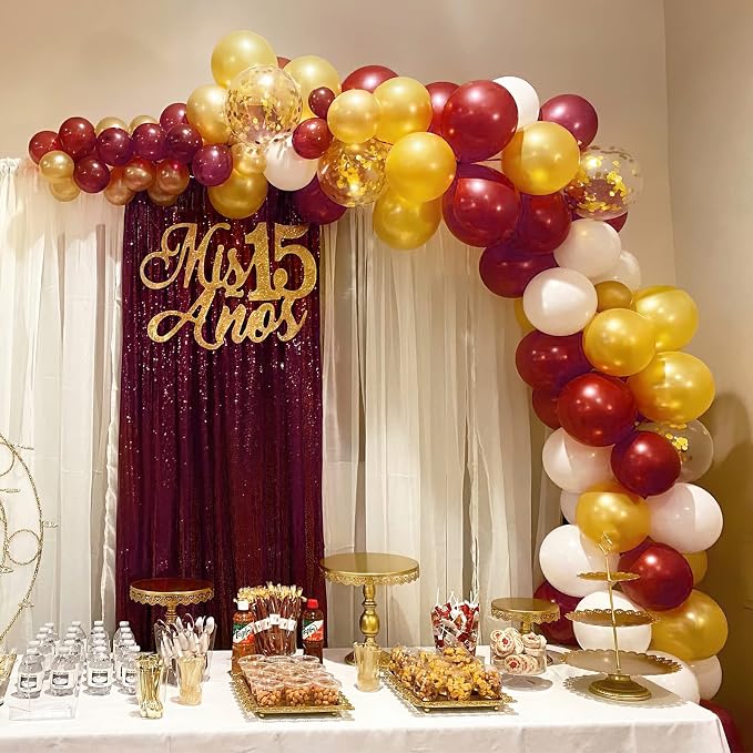 Burgundy Sequin Backdrop Curtains, 2 Panels 2FTx8FT Burgundy Curtain Backdrop - Image 5