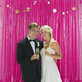 JYFLZQ Hot Pink Sequin Backdrop Curtain 8x8ft 1 Panel Fuchsia Glitter Photo by JYFLZQ