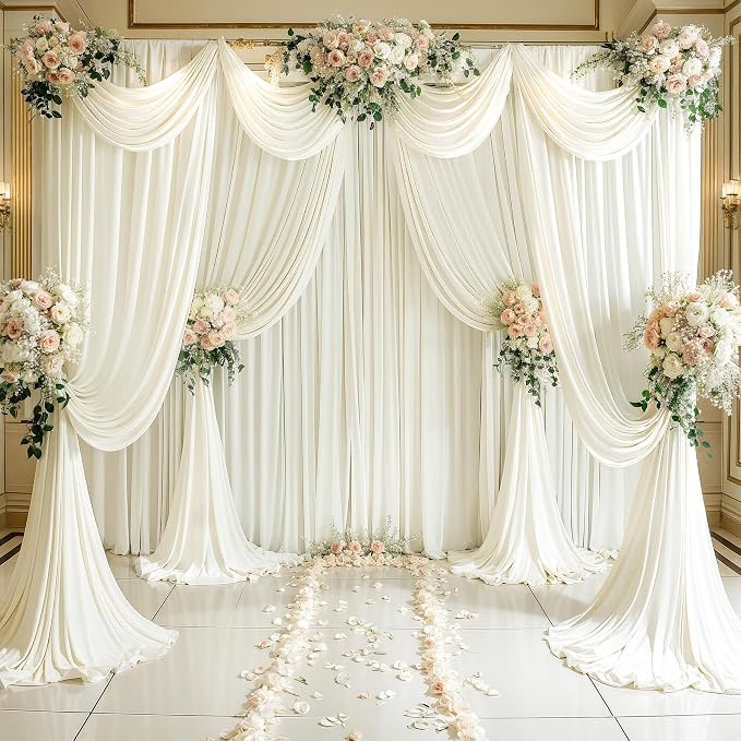 6 Panels Ivory Backdrop Curtains - Image 2