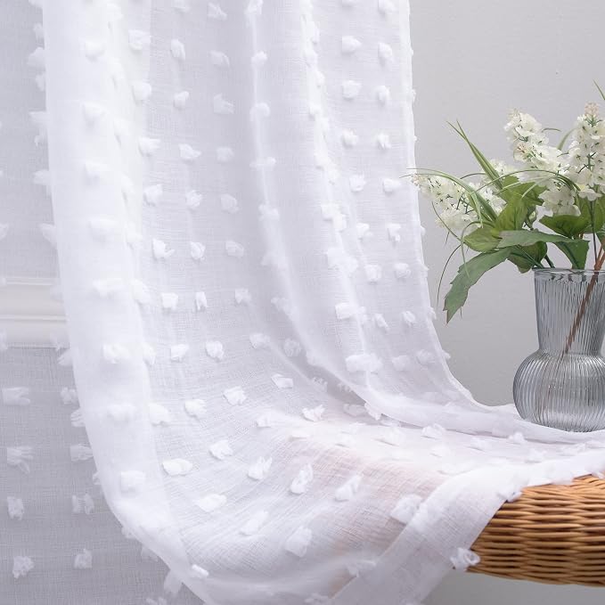 KOUFALL White Sheer Curtains 96 Inches Long by KOUFALL