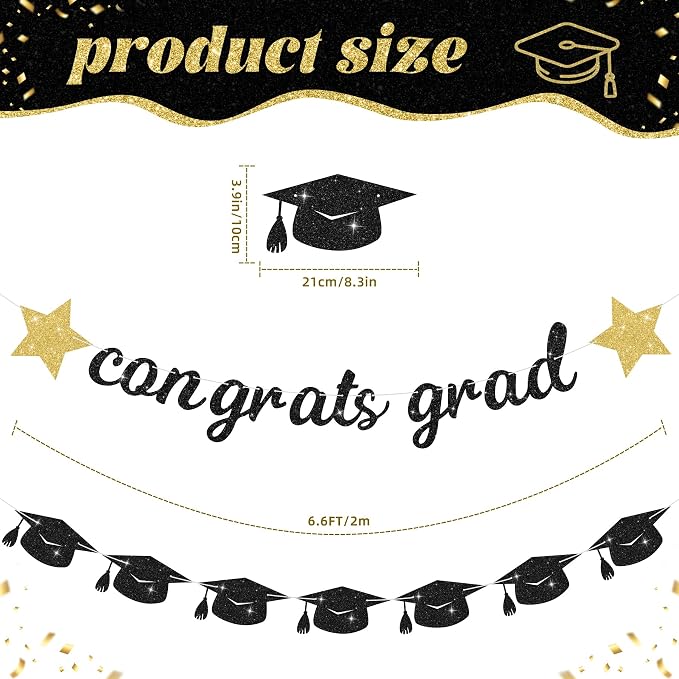 2026 Graduation Banners Party Decorations Black Class of 2026 - Image 2