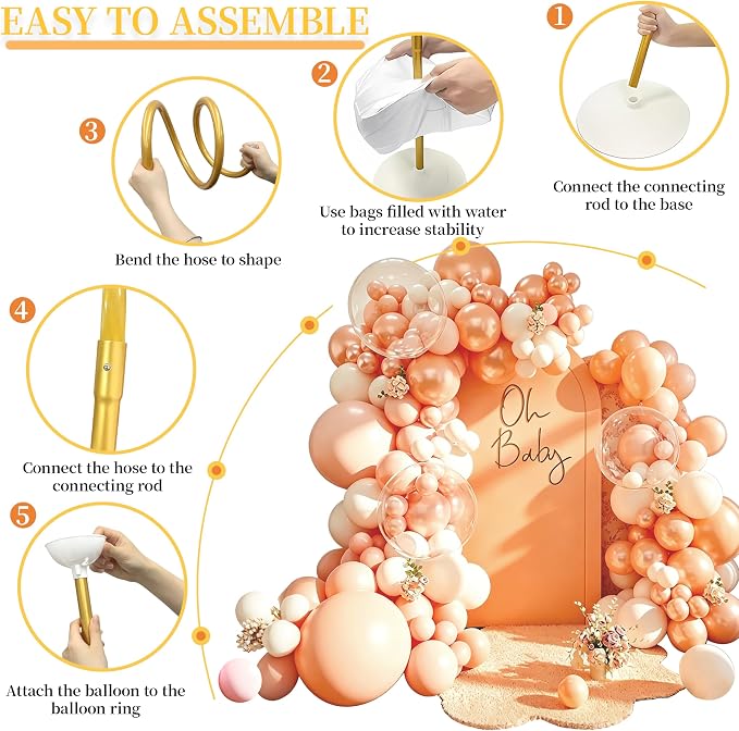 Balloon Arch Kit, Free Bending 8.2FT & 5FT Half Balloon Arch Stand | PVC Frame - Image 4
