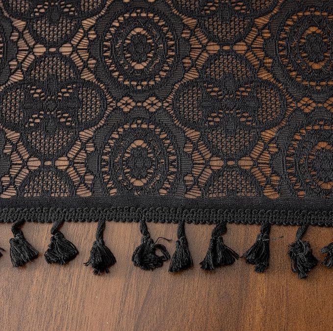 YJ YANJUN Boho Lace Curtains 108 inches Long 2 Panels -Vintage Floral Crochet - Image 5