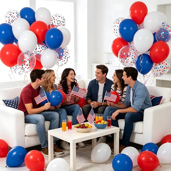 75pcs Red White and Blue Latex Balloons - Image 4