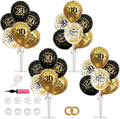 TONIFUL 4 Set Black Gold 30 Printed Balloon Stands by TONIFUL