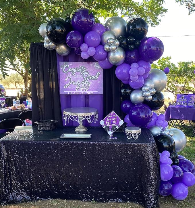 Purple and Black Balloon Arch Garland Kit 153pcs - Image 7