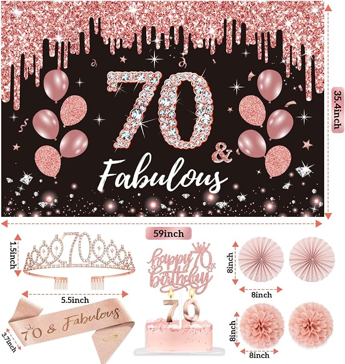 51Pcs 70th Birthday Decorations - Image 5